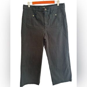 J Crew Black Wide Leg Patch Pocket Crop Pants Size 31